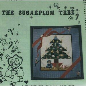 Vintage The Sugarplum Christmas Tree Log Cabin Hand Machine Applique Quilt